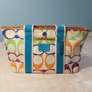 Authentic Coach Hampton Multicolored Scribble Tote